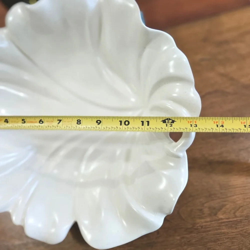 Vtg Cemar California Pottery White Leaf Serving Bowl Vintage MCM 647 12.5in